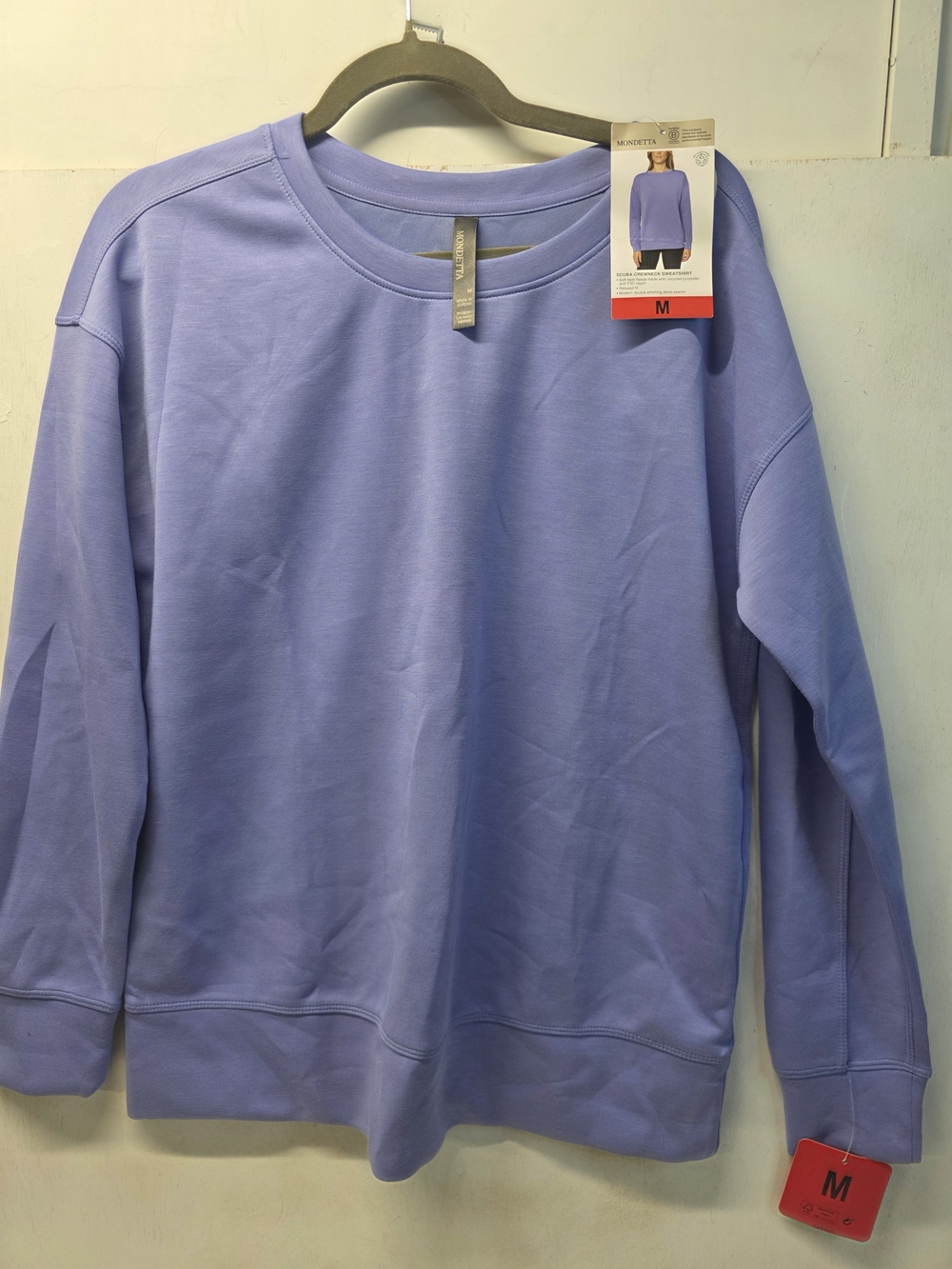Mondetta Women’s Scuba Crewneck Sweatshirt M Periwinkle Purple NWT Relaxed Fit
